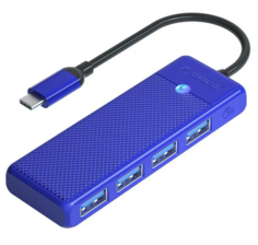 Разветвитель Orico PAPW4A-C3-015-BL-EP с 4xUSB-A 3.0, 5 Гбит/с, подключение через USB-C, кабель 0,15м, синий