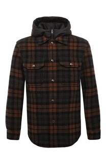 Куртка-рубашка из хлопка и шерсти Woolrich