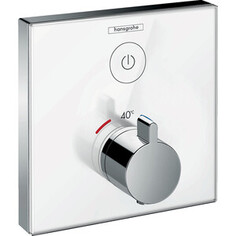 Термостат для душа Hansgrohe ShowerSelect Glass для механизма 01800180, белый/хром (15737400)