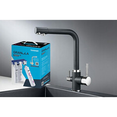 Смеситель для кухни Granula GR-2015 с фильтром питьевой воды, шварц