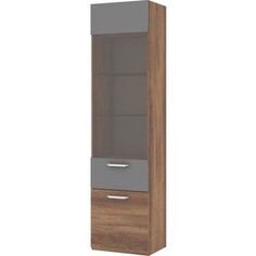 Шкаф для посуды Это мебель Бьёрк ПМ-266.03 исполнение 3 МДФ графит софт/дуб каньон темный