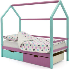 Детская кровать-домик Бельмарко Svogen мятный-лаванда + ящики 1 мятный, 1 лаванда