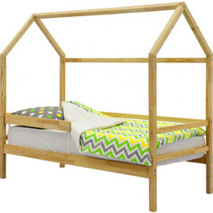 Бельмарко Детская кровать-домик Svogen натура (без покрытия) + бортик ограждение
