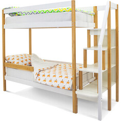 Бельмарко Детская двухярусная кровать Svogen дерево-белый + бортик ограждение