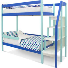 Бельмарко Детская двухярусная кровать Svogen мятно-синий + бортик ограждение