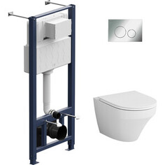 Комплект унитаза Am.Pm Inspire V2.0 Pro с инсталляцией, клавиша хром, сиденье микролифт (C50A1700SC, I012704.9051) Am.Pm.