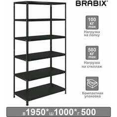 Стеллаж металлический Brabix Графит Ms Kd-195/50-6 лофт, 1950х1000х500 мм, 6 полок (291273)