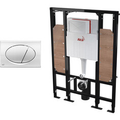 Инсталляция для унитаза AlcaPlast Sadromodul с клавишей, хром (AM101/1300H, M71)