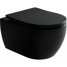 Унитаз подвесной безободковый Ceramicanova Play Rimless с сиденьем-микролифт, черный матовый (CN3001MB)