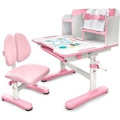Комплект мебели (парта + стул) Mealux EVO Panda pink столешница белая, пластик розовый (BD-28 PN)