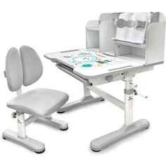 Комплект мебели (парта + стул) Mealux EVO Panda grey столешница белая, пластик серый (BD-28 G)