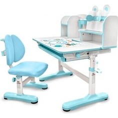 Комплект мебели (парта + стул) Mealux EVO Panda XL blue столешница белая, пластик голубой (BD-29 BL)
