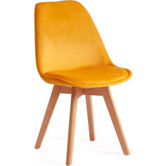 Стул TetChair Secret De Maison Tulip soft (mod. 74) вельвет/дерево желтый (HLR 41)/ натуральный