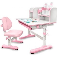 Комплект мебели (парта + стул) Mealux EVO Panda XL pink столешница белая, пластик розовый (BD-29 PN)