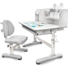 Комплект мебели (парта + стул) Mealux EVO Panda XL grey столешница белая, пластик серый (BD-29 G)