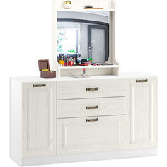 Комплект мебели Моби Ливерпуль комод + 10.118 с зеркалом ясень ваниль/белый Mobi