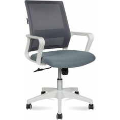 Офисное кресло NORDEN Бит LB 815BW-AF03-T58 белый пластик / серая сетка / темно серая ткань