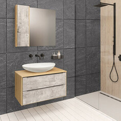 Мебель для ванной Runo Мальта 85х46 раковина Moduo Leaf, серый дуб РУНО