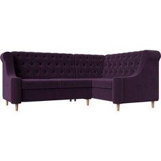 Кухонный угловой диван АртМебель Бронкс велюр фиолетовый правый угол