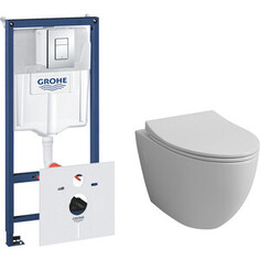 Комплект унитаза Grossman GR-4451 Grohe Rapid SL тонкий микролифт, белый, клавиша хром