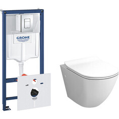 Комплект унитаза Grossman GR-4411 Grohe Rapid SL тонкий микролифт, белый, клавиша хром