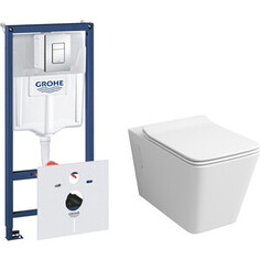 Комплект унитаза Grossman GR-4414 Grohe Rapid SL микролифт, белый, клавиша хром