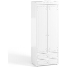 Шкаф для одежды ОЛМЕКО Италия ИТ-49 с ящиками, белое дерево