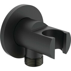 Шланговое подключение Ideal Standard Idealrain 1/2 с держателем душевой лейки, черный шелк (BC807XG)