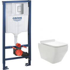 Комплект унитаза AQUAme Rimless c инсталляцией Grohe, сиденье микролифт (AQM2009, 38772001)
