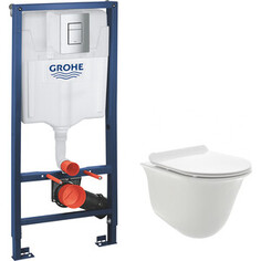 Комплект унитаза AQUAme Rimless c инсталляцией Grohe, сиденье микролифт (AQM2005, 38772001)