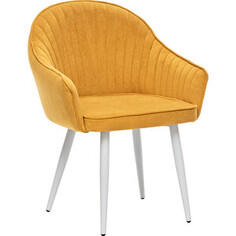 Стул Leset Вайд металл белый, велюр горчица