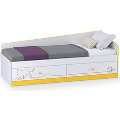 Кровать с ящиками Моби Альфа 11.21 солнечный свет/белый премиум 80x190 универсальная сборка Mobi