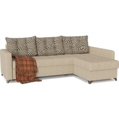 Диван угловой Смарт Беллано (Ливерпуль) бежевая рогожка/коричневая иллюзия дельфин правый (СА0011289528) Smart