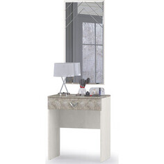 Стол туалетный Моби Амели 12.48 + зеркало шелковый камень/бетон чикаго беж Mobi