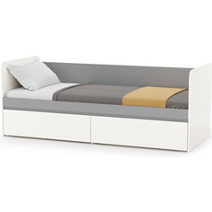Модульная система для детской Моби Торонто 11.39 Кровать, цвет белый шагрень/стальной серый, 80х190 Mobi