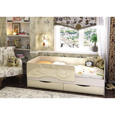 Кровать Ника Алиса белфорд/ваниль глянец 1,6 м Nika