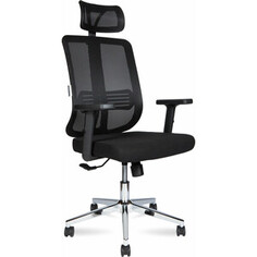 Офисное кресло NORDEN Tema Chrome 2D 216A-Chrome-2D-B-BB база хром / черный пластик / черная сетка / черная ткань