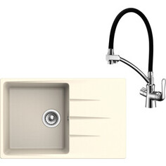 Кухонная мойка и смеситель Ewigstein G-60F, Lemark Comfort LM3070C крем/хром