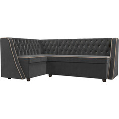 Кухонный угловой диван АртМебель Лофт велюр серый левый угол