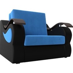 Кресло-кровать АртМебель Меркурий велюр голубой экокожа черный (80)