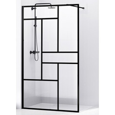 Душевой уголок Abber Immer Offen 100х90 с поддоном, прозрачный, черный (AG63100B, ST12B)