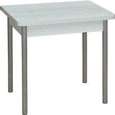 Стол обеденный Катрин Эко 80х60 бетон пайн белый, опора №2 круглая серебристый металлик Katrin