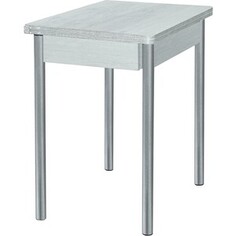 Стол обеденный Катрин Глайдер бетон пайн белый, опора №2 круглая серебристый металлик Katrin