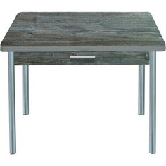 Стол обеденный Катрин Симпл с ящиком бетон пайн темный, опора №2 круглая серебристый металлик Katrin