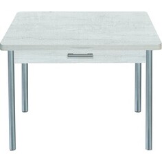 Стол обеденный Катрин Симпл с ящиком бетон пайн белый, опора №2 круглая серебристый металлик Katrin