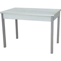 Стол обеденный Катрин Колорадо раздвижной бетон пайн белый, опора Квадро серебристый металлик Katrin