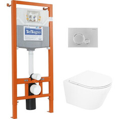 Комплект унитаза BelBagno Tre с инсталляцией, с кнопкой хром, сиденье микролифт
