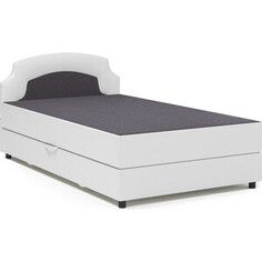 Кровать Шарм-Дизайн Шарм 140 серая рогожка и белая экокожа