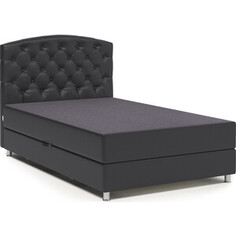 Кровать Шарм-Дизайн Премиум 140 серая рогожка и черная экокожа