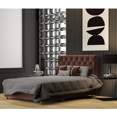 Кровать двуспальная с подъемным механизмом Шарм-Дизайн Шармэль Люкс 160 велюр Дрим шоколад